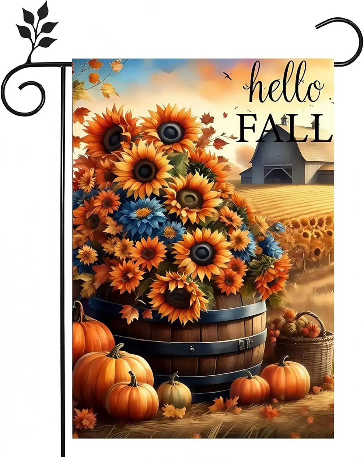 Fall Garden Flags 12x18 Double Sided, Sunflower Pumpkin Yard Flags for Outside,Autumn Small Yard Flags for Decor Outdoor YYN SSL