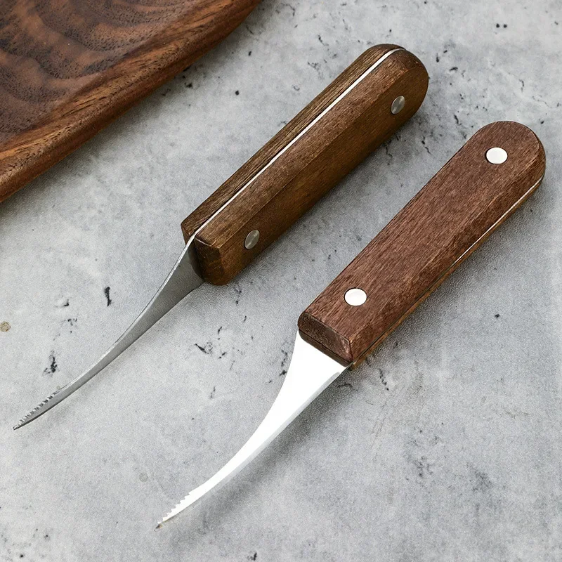 Stainless steel shrimp removal knife kitchen tool cleaning shrimp intestines, fish belly, lobster knife, wooden handle