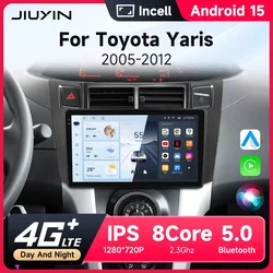 JIUYIN Android 15 Car Radio Multimedia Player 4G GPS WiFi 2DIN Navigation Stereo Head Unit for Toyota Yaris 2005-2012 with Carpl