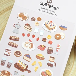 Korean Import Brand Suatelier Sweet Desert Tea Paper Stickers Cute Scrapbooking Diy Journaling Diary Stationery Sticker Decor