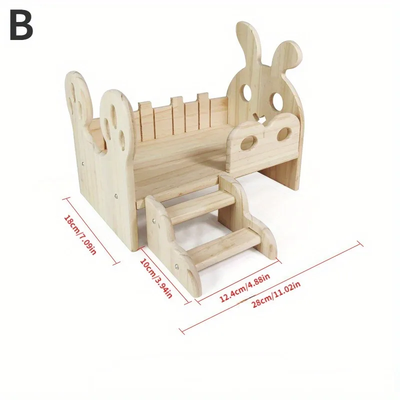 Solid Wood Pet Rabbit Bed for Warmth All Season Use  Dirt Resistant Small and Medium-sized Bed Off The Ground Petbed