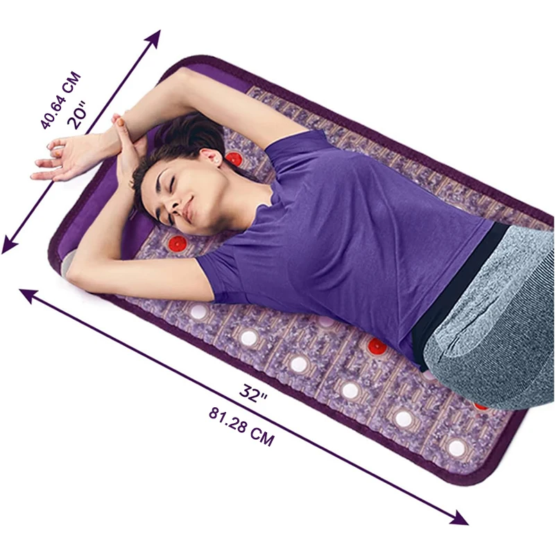 Crystal Heating Pad Mat Bio Amethyst Ceramic Tourmaline Far Infrared Small Travel Negative Ions 108-Day For Improve Your Sleep