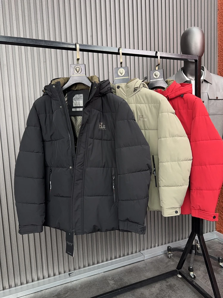 

Svip Winter Thiened Warm Comfortable Men's Cotton Jaet Silver Ion Heat Retention Hooded Busin Casual Cotton Coat