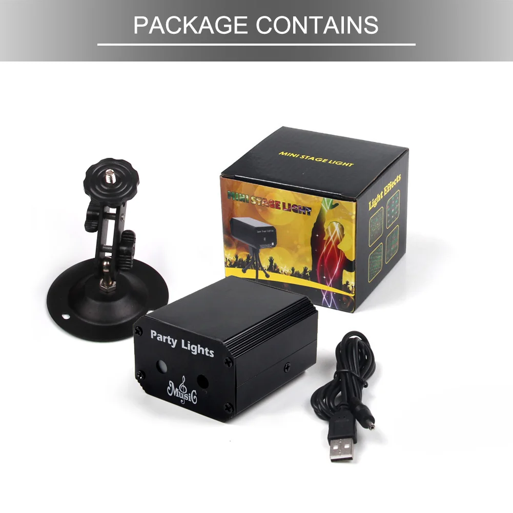 New Mini Disco Light Laser Stage Lighting DJ Party LED 32 Kinds Of Patterns Strobe Lamp USB Rechargeable KTV Bar Ambient Light