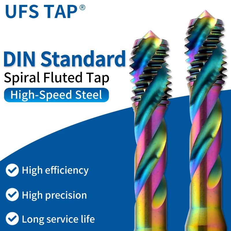 UFS TAP 1PCS HSS-CO DIN 371 376 Standard Forming/Roll Tap Spiral Fluted/Pointed Tap M2 M3 M4 M5 M6 M8 M10 M12 Machine Thread Tap