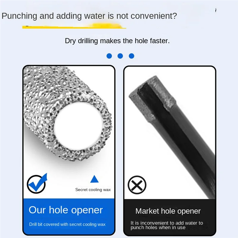 ABNM 10Pcs Hexagonal Shank Brazed Dry  Tile Diamond Drill Bit 5-16Mm Hole Saw Marble Porcelain Cup Saw Hole Opener