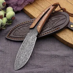 Kitchen Knife Feather Pattern Knife Handmade Forged Knives Boning Meat Cleaver 4CR13 Stainless Steel Cooking Butcher Knife