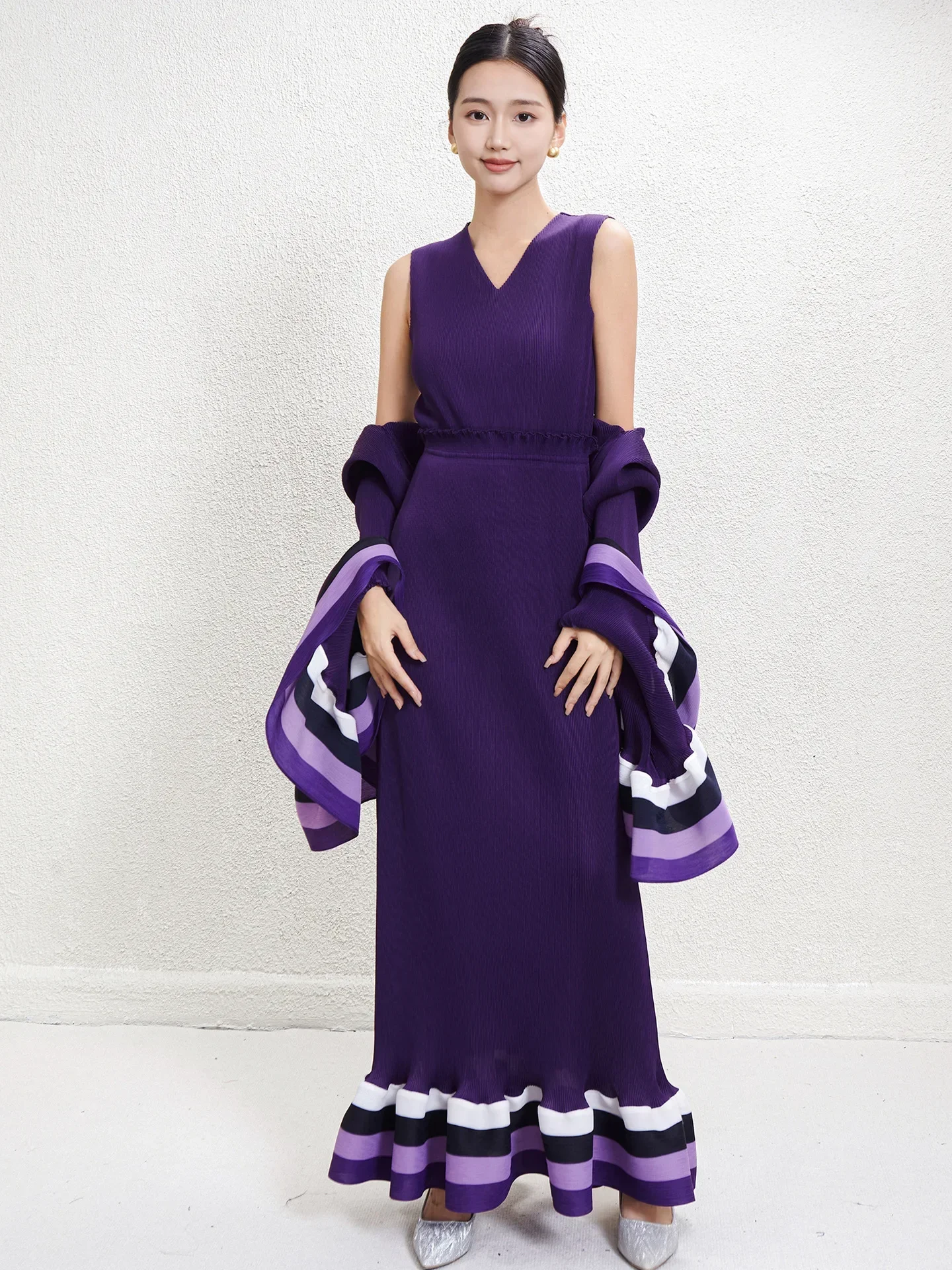 Fold Miyake 2025 New Year Evening Gown Annual Meeting Girl Temperament Elegant Personality Niche Banquet Dress