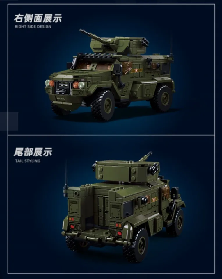 Tarcury – Voiture Blindée Typhoon-VDVS 519 Pièces + 4 Soldats, Kit Construction Militaire ABS