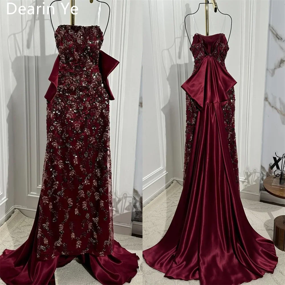 

Customized Evening Gown Formal Dearin Strapless A-line Floor Length Open Back Skirts Bows Draped Sleeveless Bespoke Occasion Dre