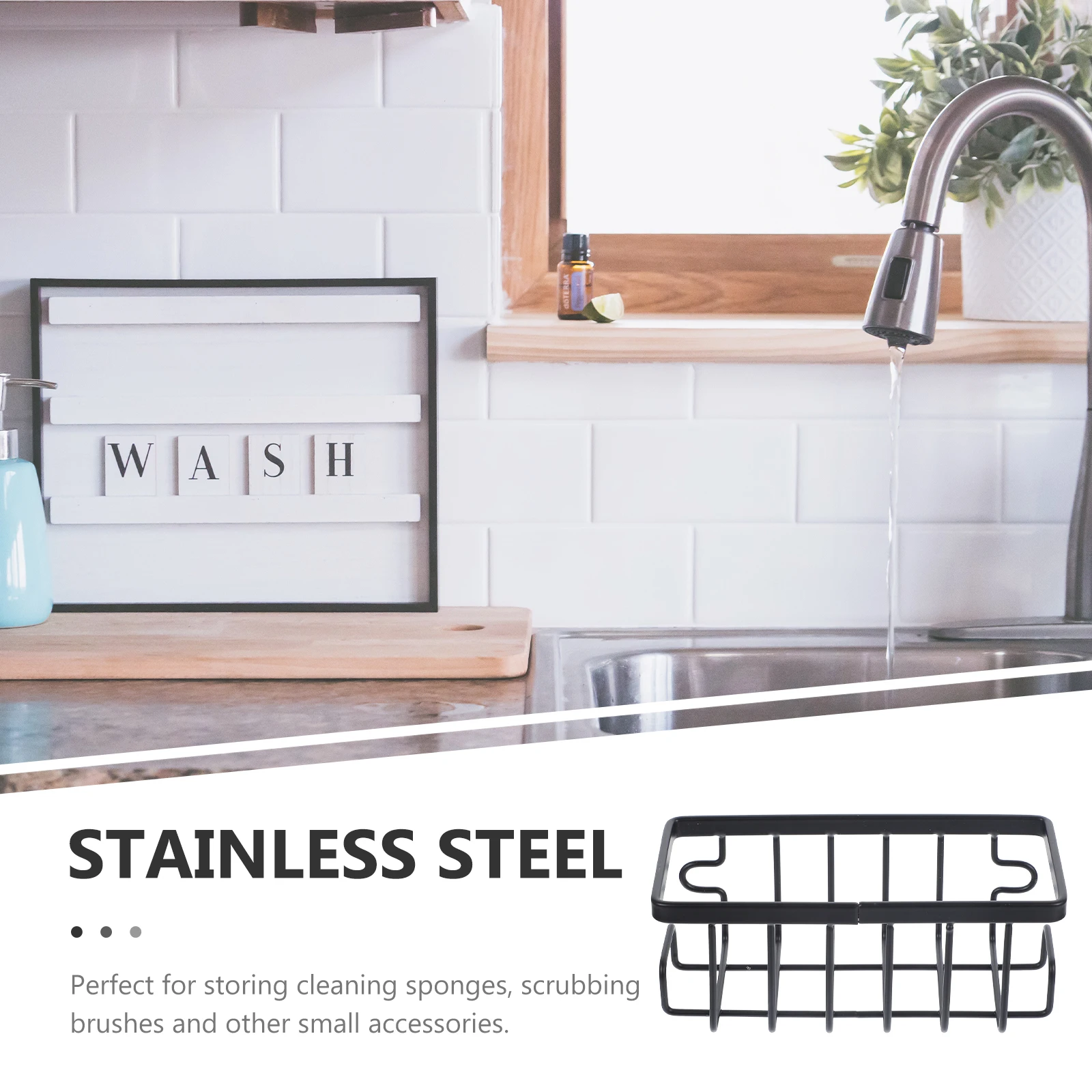 

1 set 1 Set Of Suction Cup Sponge Holder Kitchen Sink Organizer Iron Pvc Drain Basket For Dishwashing Liquid Cleaning Tools