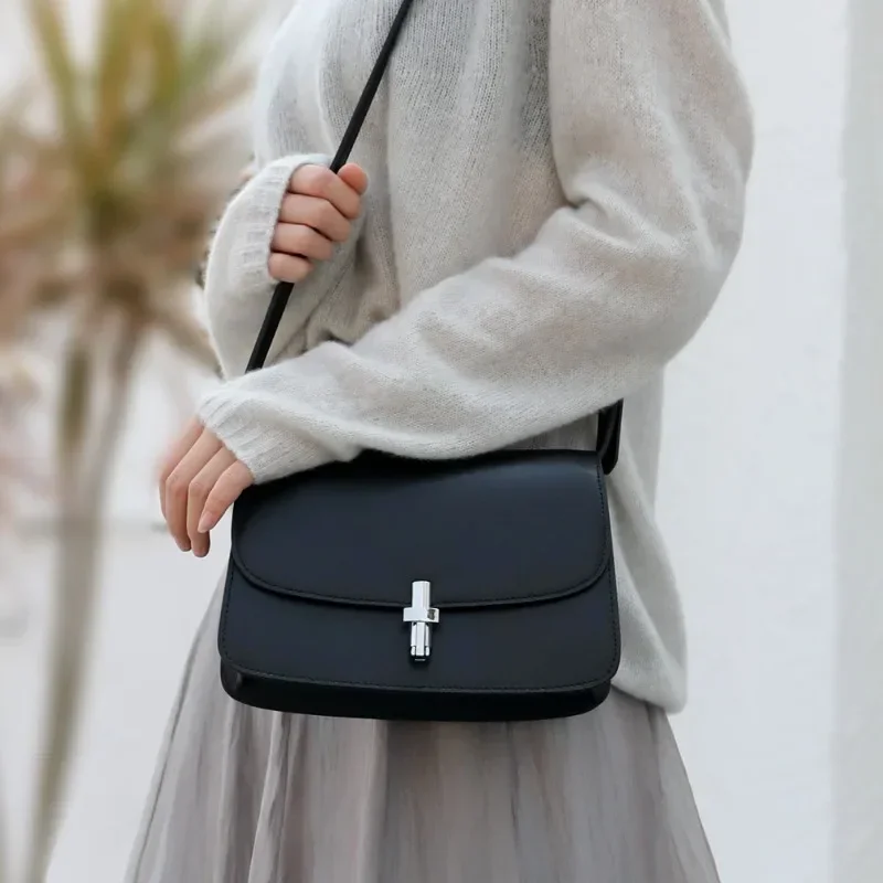 Niszowa minimalistyczna torba Crossbody Retro kwadratowa luksusowa elegancka jednokolorowa torba na ramię proste, dopasowane, modne bolsy