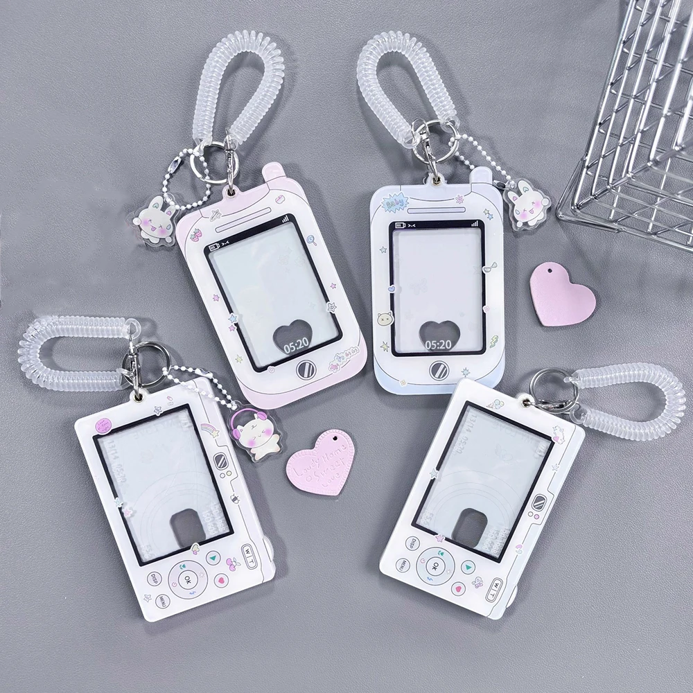 Photocards Display Credit ID Bank Card Protective Case Cartoon Cute Acrylic Card Holder With Keychain Pendant Fashion Girl Gift