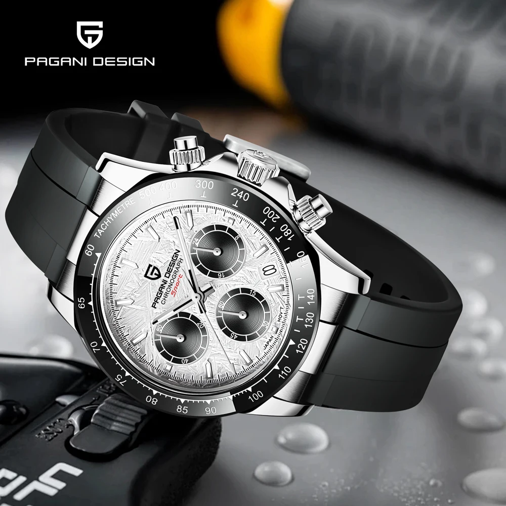 

Часы PAGANI DESIGN, роскошные часы с метеоритным циферблатом, хронограф для мужчин, из нержавеющей стали, механизм VK63, сапфировое стекло, кварцевые часы.