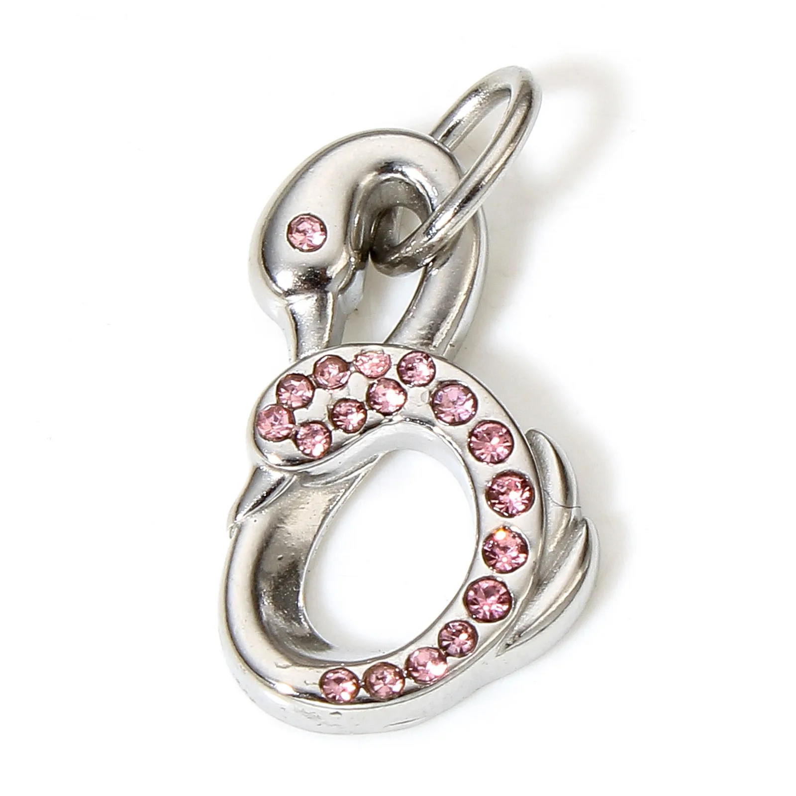 1 Stück 304 Edelstahl Herz Schwan Charms Strass Schloss Schlüssel Anhänger für Schmuckherstellung Diy Halskette Armband Zubehör – Detail 9