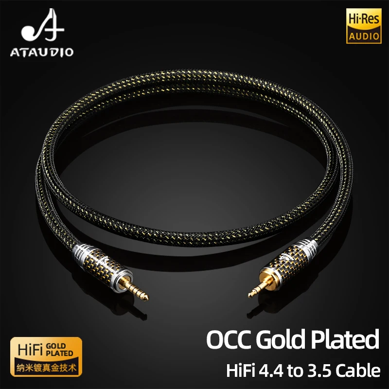 ATAUDIO HiFi 4.4 to 3.5 AUX Cable High Quality OCC Gold-plated 4.4mm to 3.5mm Double Shielding Audio Cable for Headphones Player