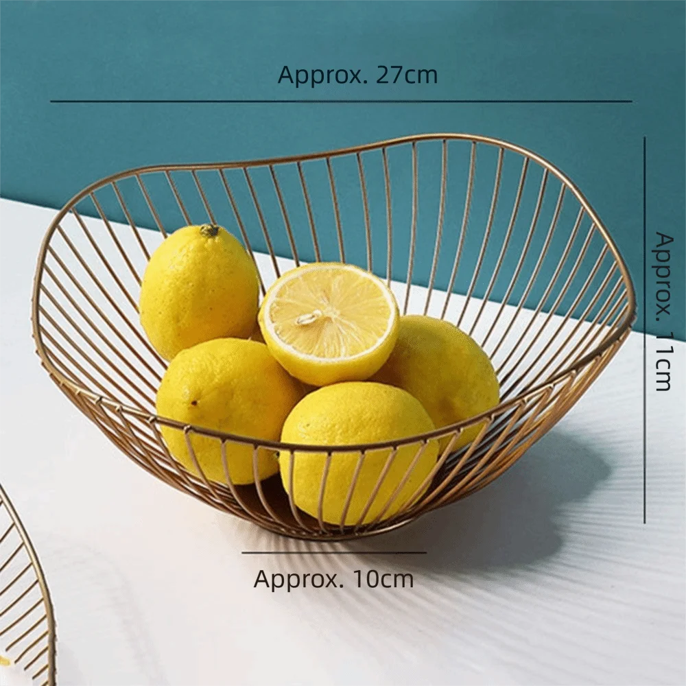 Nordic Black Gold Iron Fruit Basket Metal Multi-sizes Sundries Oragnization Plate Home Storage Kitchen Tool Living Room