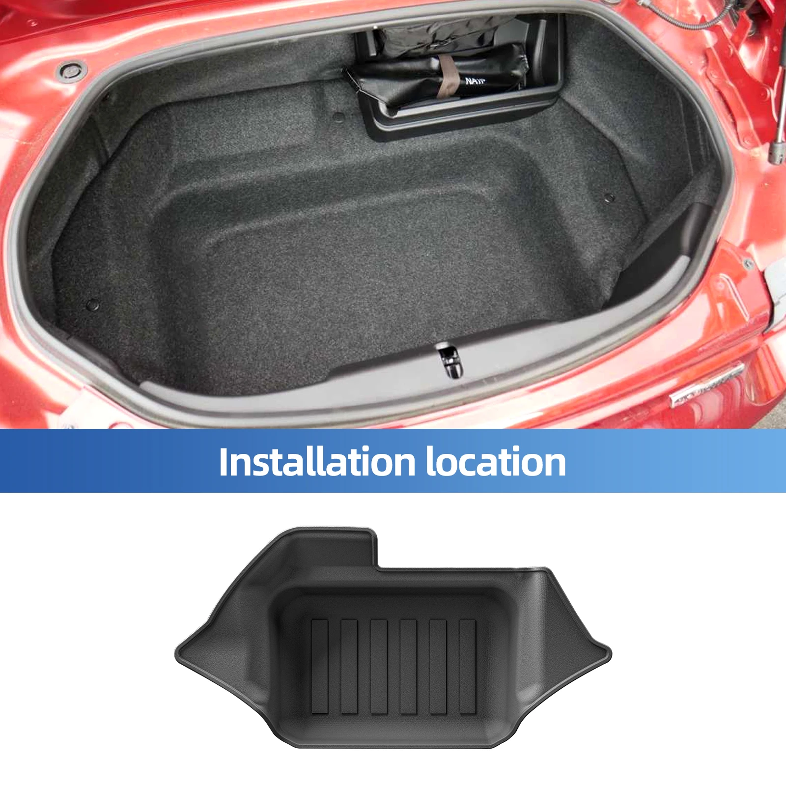 for Mazda MX-5 Miata MX5 MX 5 Mazda Roadster 2016 -2024 TPE 3D Car Trunk Pad Cargo Liner Trunk Mat All Weather Black