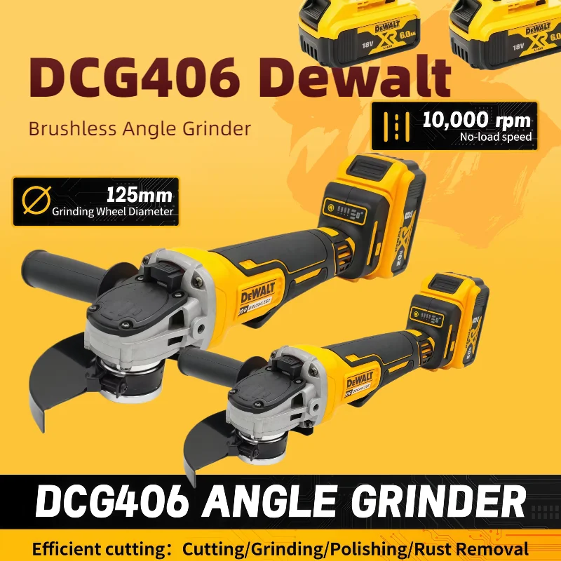 

Dewalt DCG406 125 мм аккумуляторная бесщеточная угловая шлифовальная машина 9000 об/мин режущий станок полировальный станок для литиевых батарей 20 В