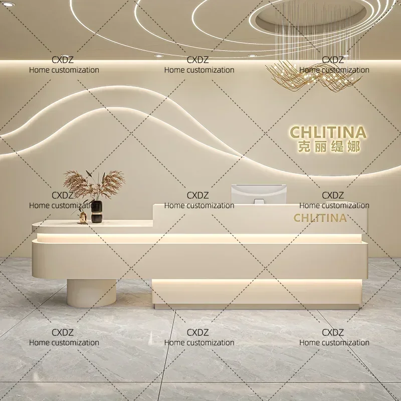 XX Hair Salon Front Desk Clothing Store Baking Paint Computer Desk Bureaux De Travail Reception Counter Customer Center Furnitur