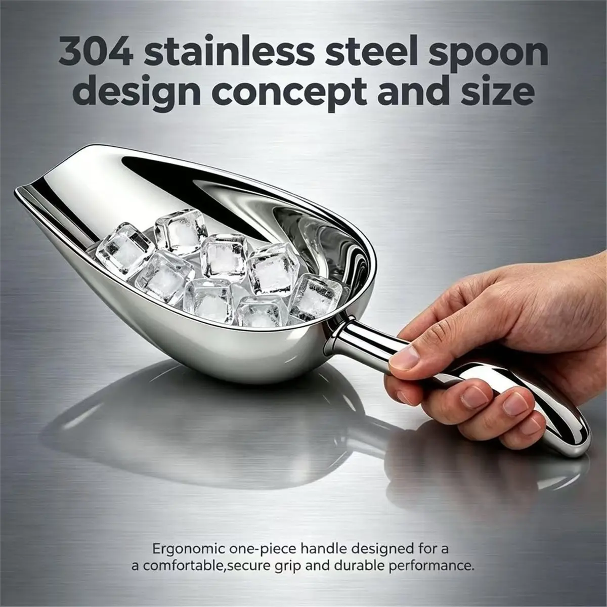 12 Oz 304 Stainless Steel Ice Scoop, Suitable for Freezers and Ice Makers,for Weddings, Bars, Parties, Kitchens (12 OZ)