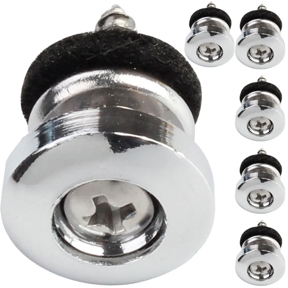 6Pcs Guitar Strap Button Set Electroplated Iron Core Felt Padding Tool Free Installation Strap Retainer System for Acoustic