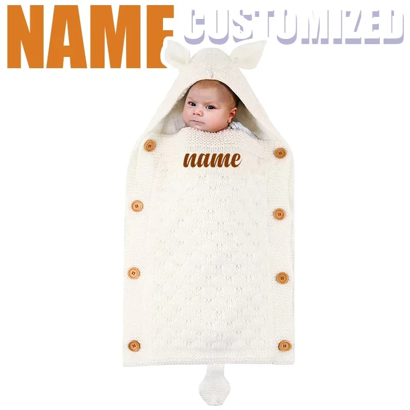 1pc Knit Swaddle Blanket Baby Unisex Double Layer Knitted Swaddle Blanket Keeping Babies Warm In Autumn/Winter