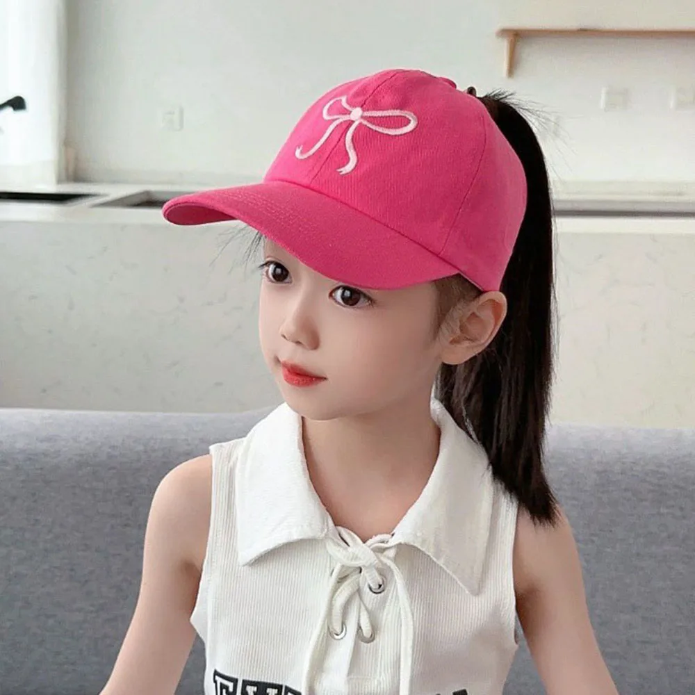 Children Kids Summer Baseball Cap High Ponytail Empty Tail Empty Top Pink Girls Boys Sun Visor Hats Tie Breathable Cute Fashion