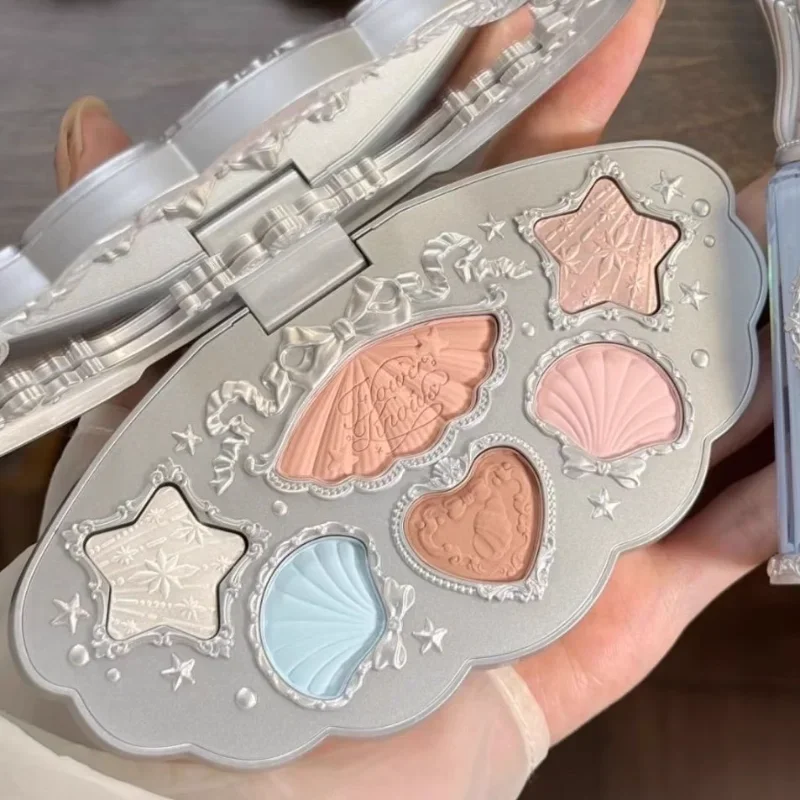 ดอกไม้รู้ Shell Pearl Collection Eyeshadow Palette Eye Glitter แต่งหน้า Palette ยาวนาน 6 สีอายแชโดว์แต่งหน้าเครื่องสําอาง