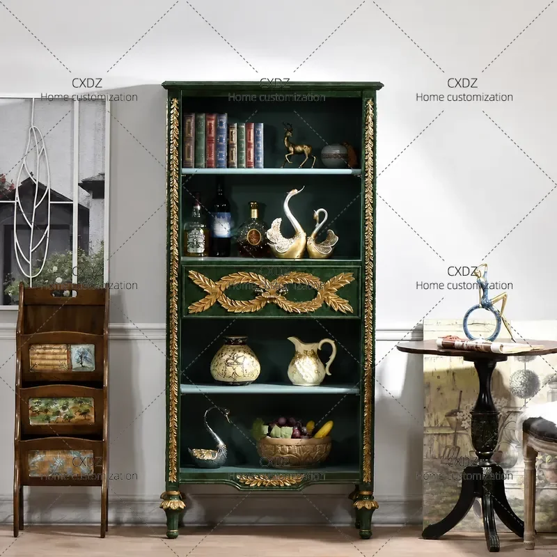Retro Malachite Green File Cabinet Multi-functional Storage Locker Decorative Bookcase Bookshelf for Study Home Office