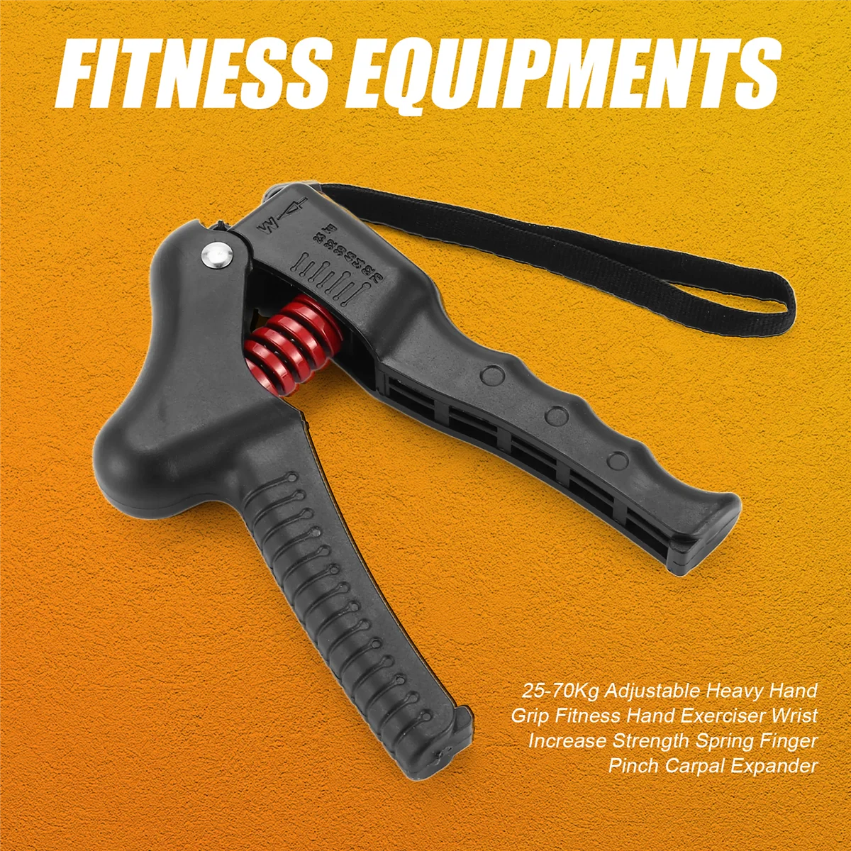 L68A25-70Kg Adjustable Heavy Hand Grip Fitness Hand Exerciser Wrist Increase Strength Spring Finger Pinch Carpal Expander