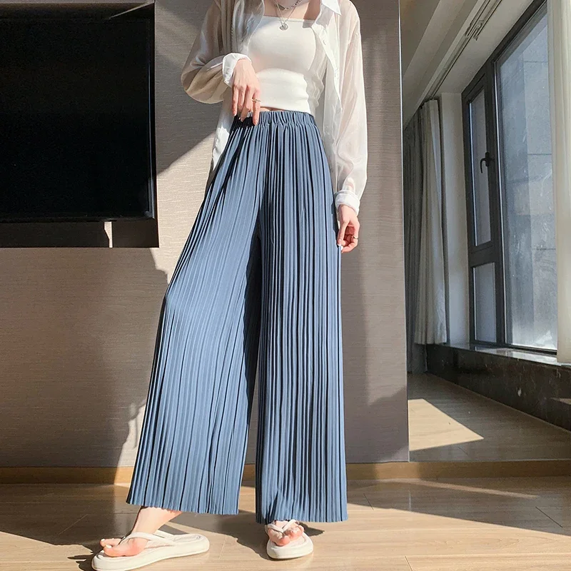 Fashion Woman Pants Cool Casual Culottes Women Clothing Female Pleated Wide Leg Pant Girls Sexy Trouser Skirt OL Bottoms Pants B