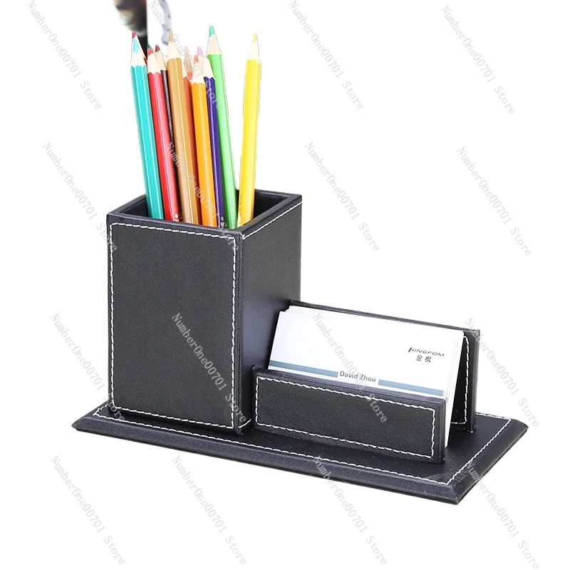 

Настольное сиденье для хранения, практичные канцелярские принадлежности, держатель для ручек, кожаный квадратный ящик для хранения.