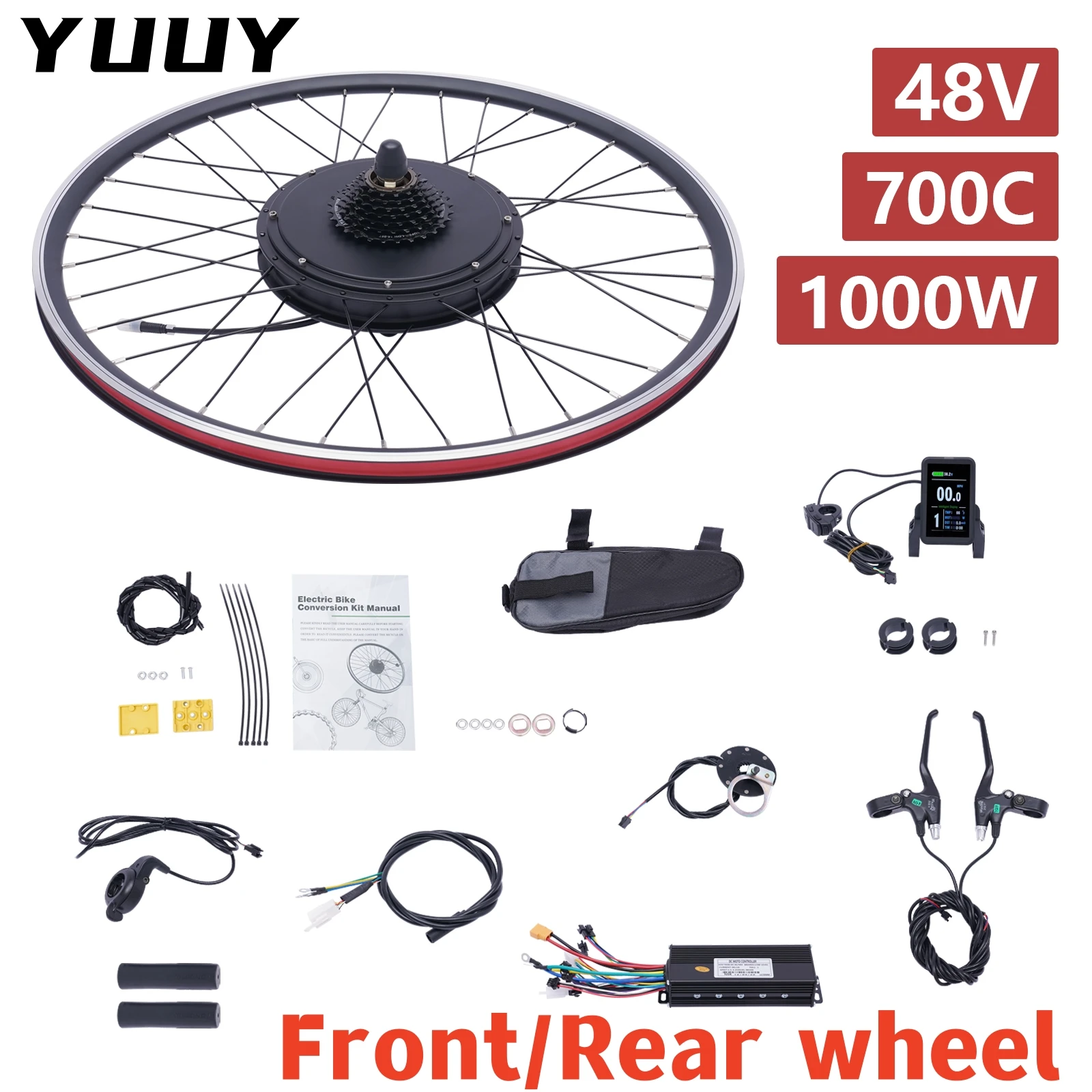 

Electric Bicycle Hub Conversion Kit, Front and Rear Wheel, Motor Hub, 48V, 1000W, Display, 28 ", 29"