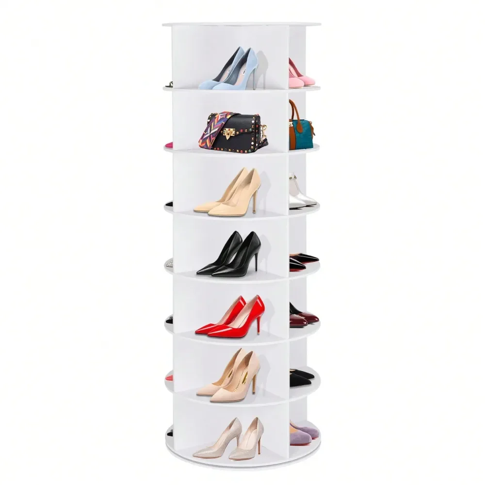 

7Tier Rotating Shoe Rack Tower, 360 Spinning Shoe Organizer Carousel, Vertical Shoe Display For Closet Storage, Holds 24 28 Pai
