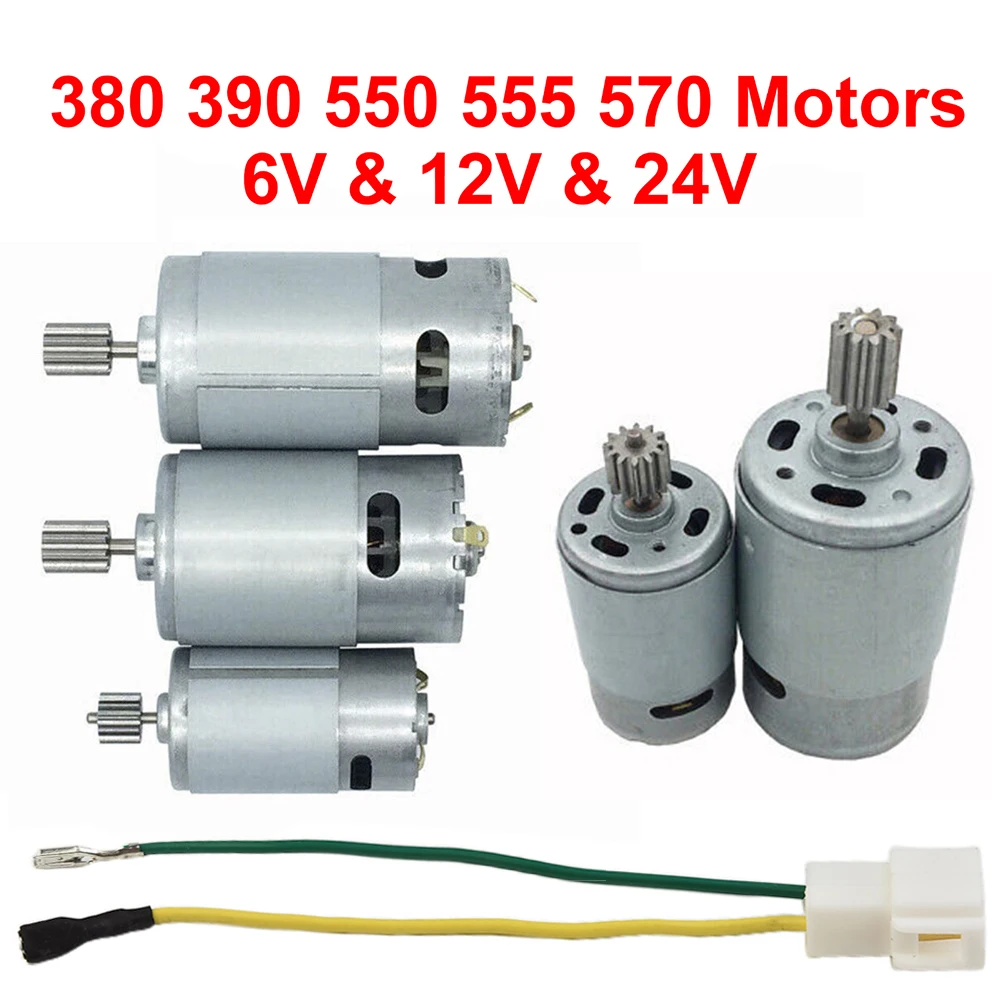 Motor de operação confiável e silenciosa para carro elétrico infantil RS550 RS390 RS380 12V 6V DL555 24V 10 dentes 1 cm