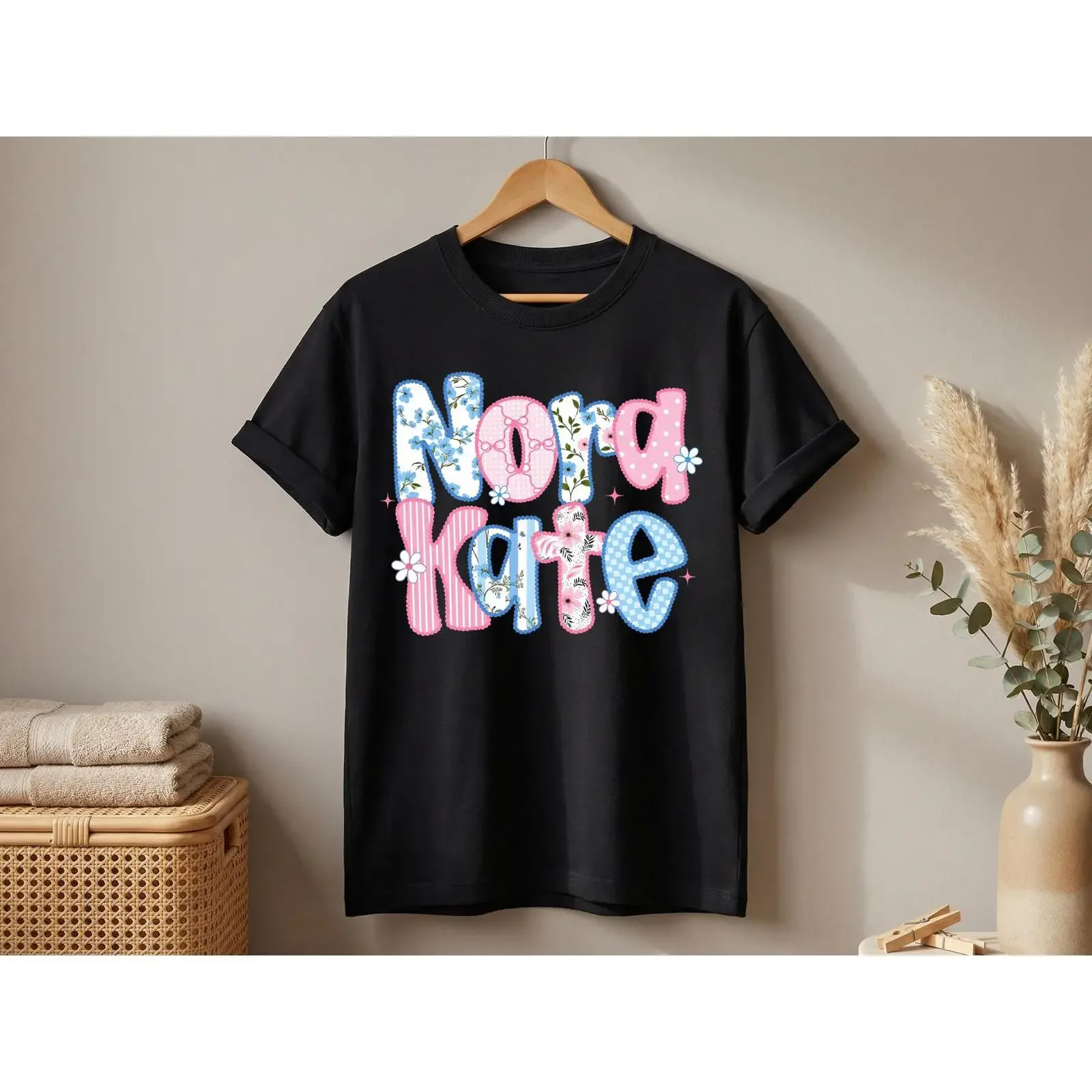 Personalized Monogram T Shirt Girly Patchwork Letter for Summer Outfit Holiday Christmas  vintage Washed Unisex homme Casual