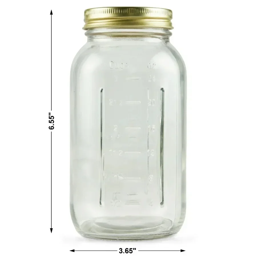 12個入りの大型32オンスのメイソンジャー、レギュラーマウスクォート缶詰ジャーと蓋、ホールフルーツ用のバルクガラスジャー