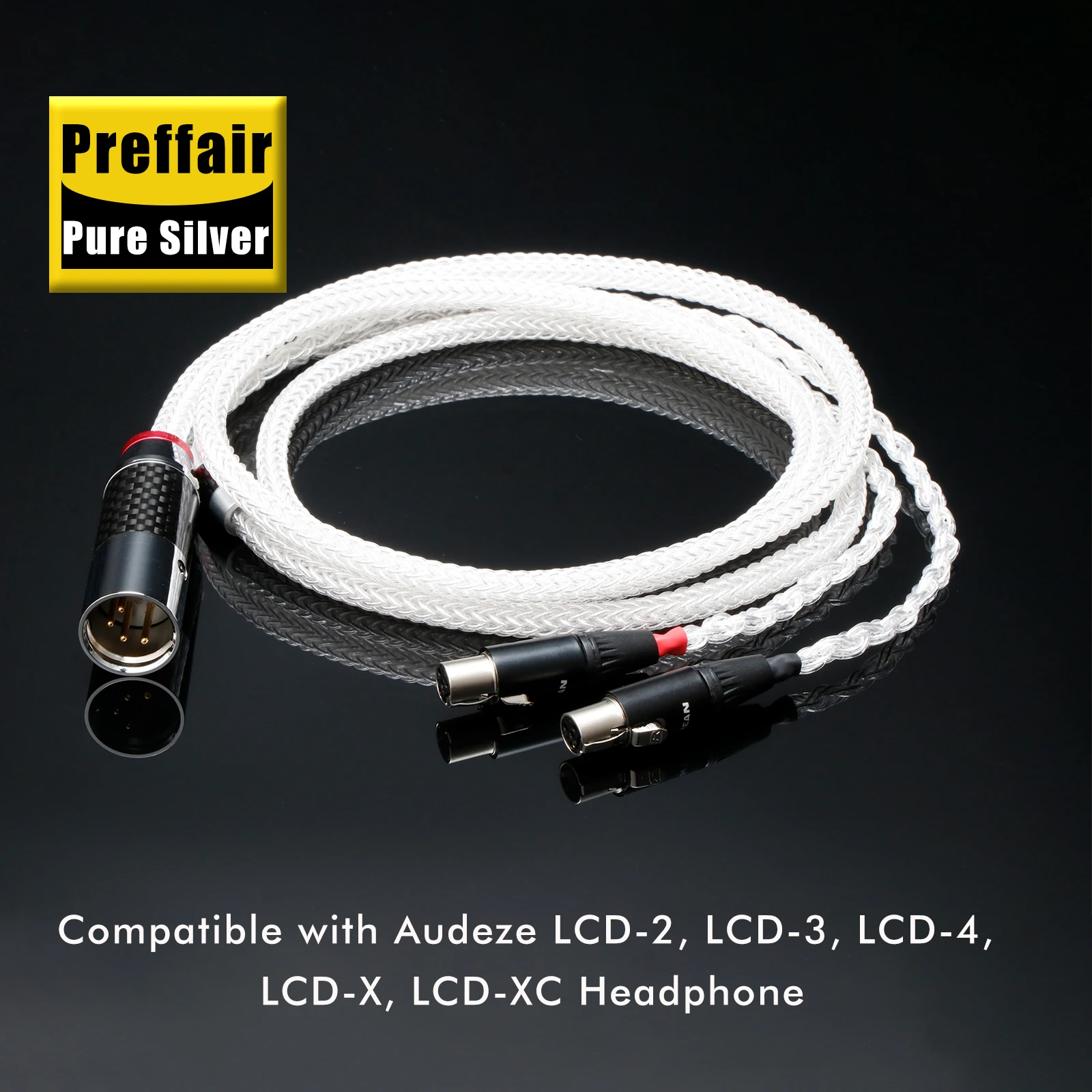 Preffair Cables para auriculares de plata pura de 16 núcleos con 2,5/3,5/4,4/6,35 mm/4 pines para auriculares LCD-2,LCD-3, LCD-4, LCD-X,LCD-XC-X460