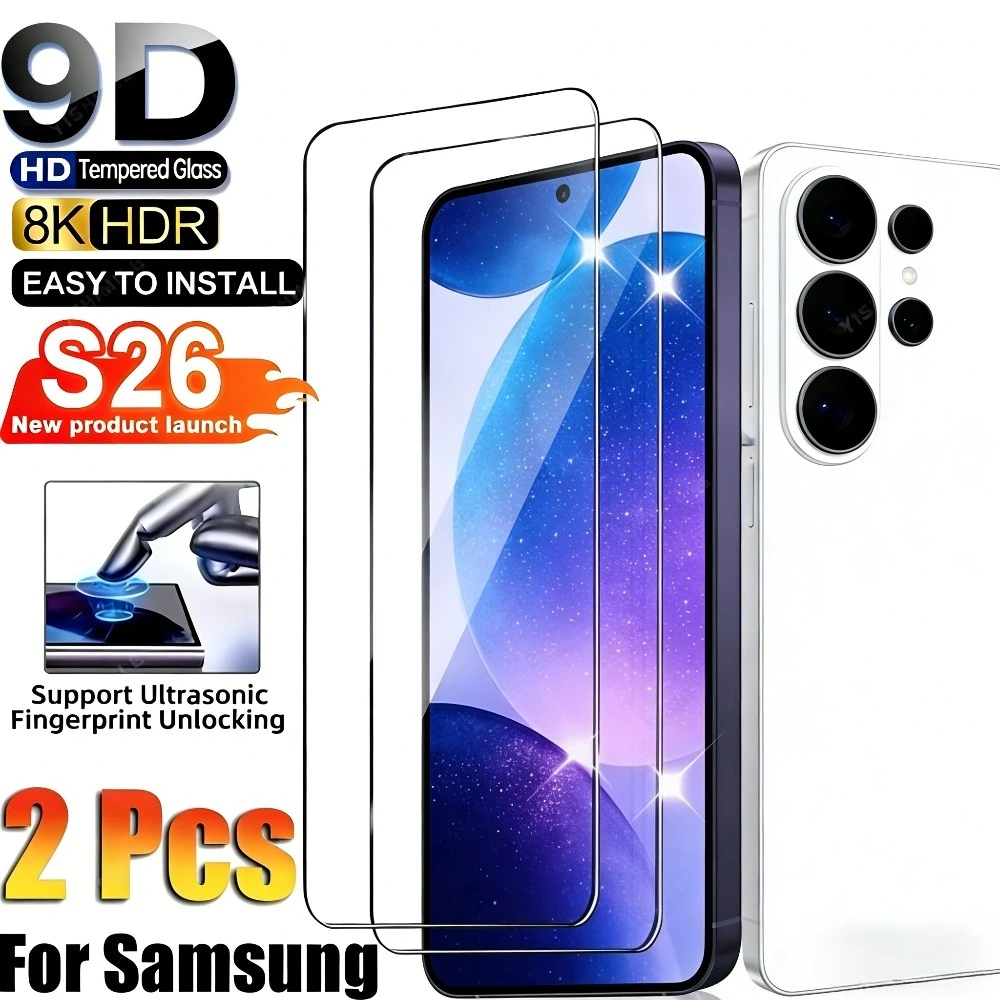 

2 шт. высокопрозрачное закаленное стекло для Samsung Galaxy S26 S25 S24 Ultra S23 S22 S21 Plus S26 S25 Edge, защитная пленка от царапин