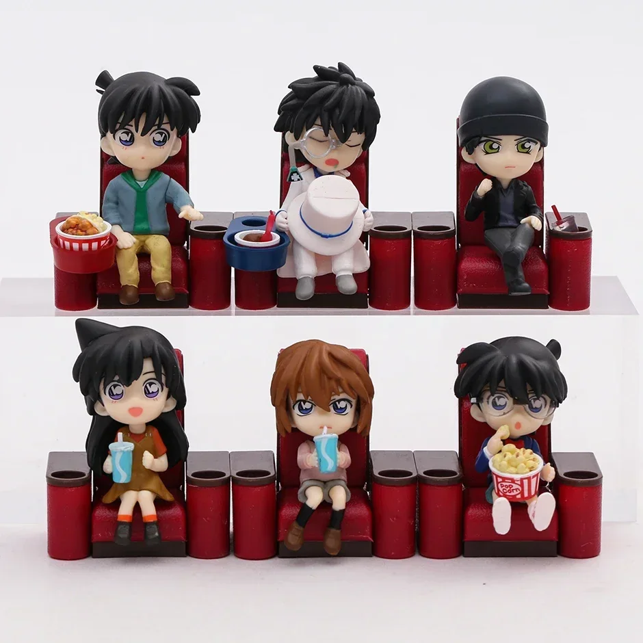 Detective Conan Movie Theater Kudou Shinichi Mouri Ran Haibara Ai Shuichi Akai Cute PVC Figures Figurine Toys Set