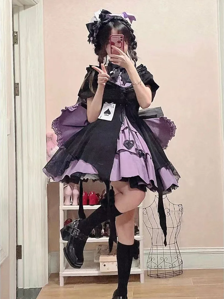 Neues lolita süßes kleid seltsamer dieb spaten magisches mädchen weibliches outfit kleine hohe taille halloween flauschige tägliche kleider a