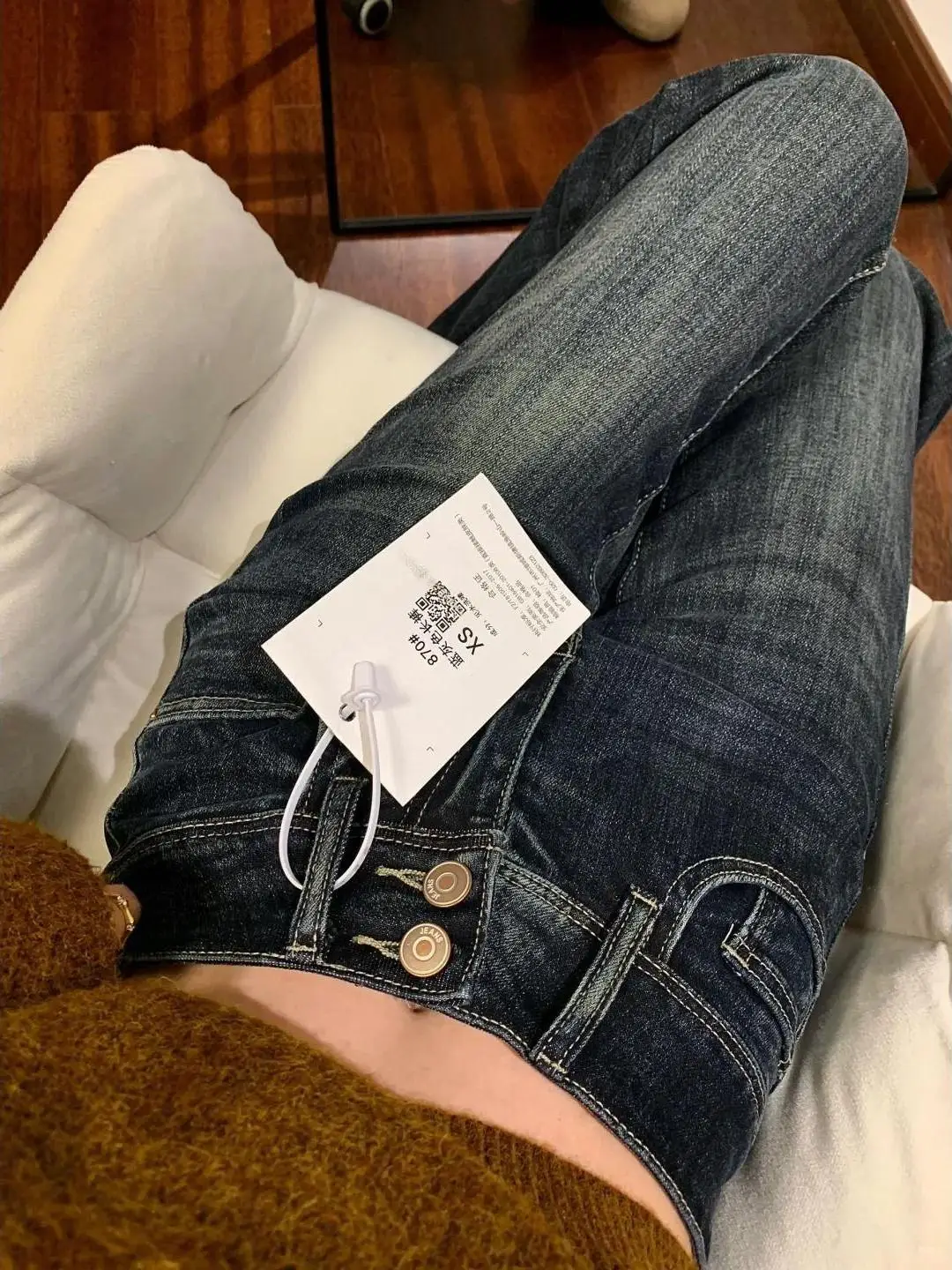 

Джинсы-клеш с высокой талией, удлиненные, с двойным слоем, сексуальные, для осени и зимы, новинка...