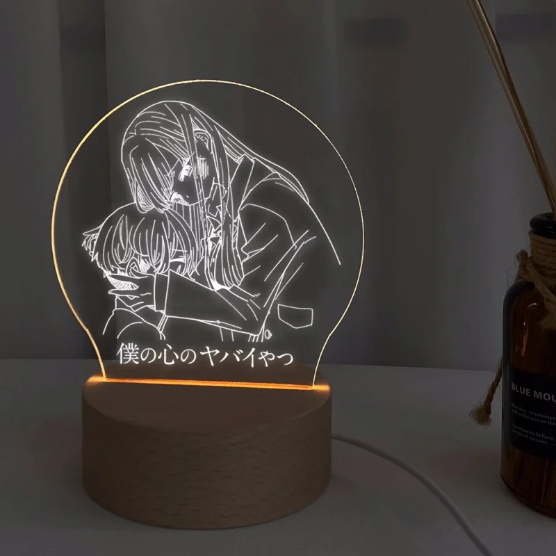 Anime The Dangers In My Heart  Lamp Ornaments Desk Light  Wooden Night Light Action Figure Kids Toys Brinquedos Gift 7424