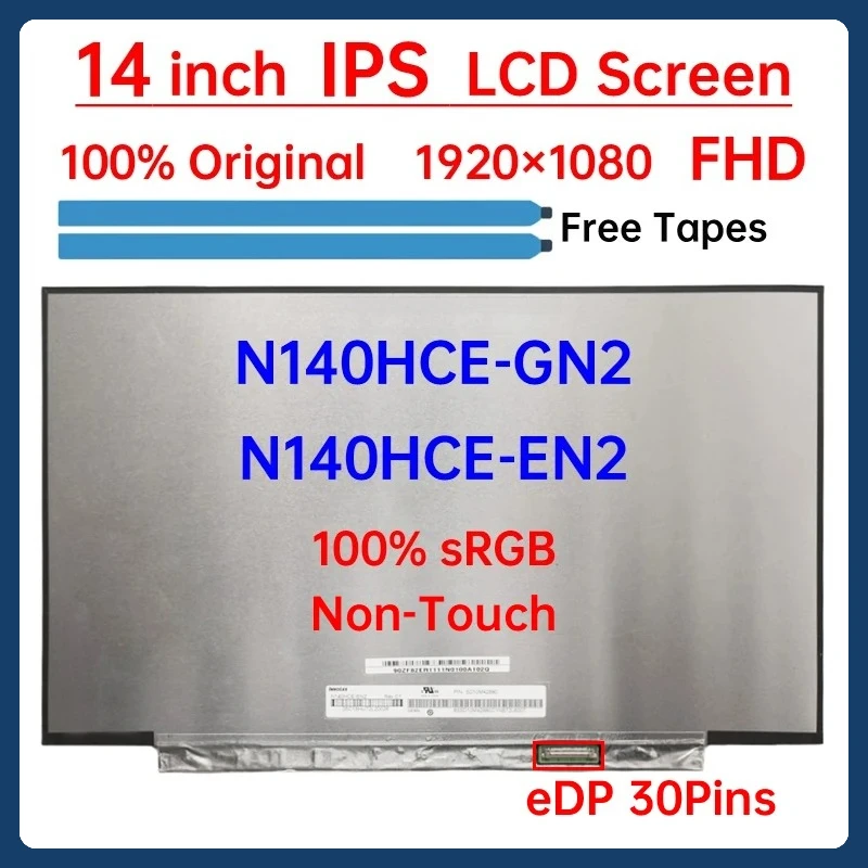 

14" IPS Laptop LCD Screen N140HCE EN2 N140HCE-EN2 N140HCE-GN2 Display Matrix Panel Replacement 1920x1080 100% sRGB eDP 30 Pins