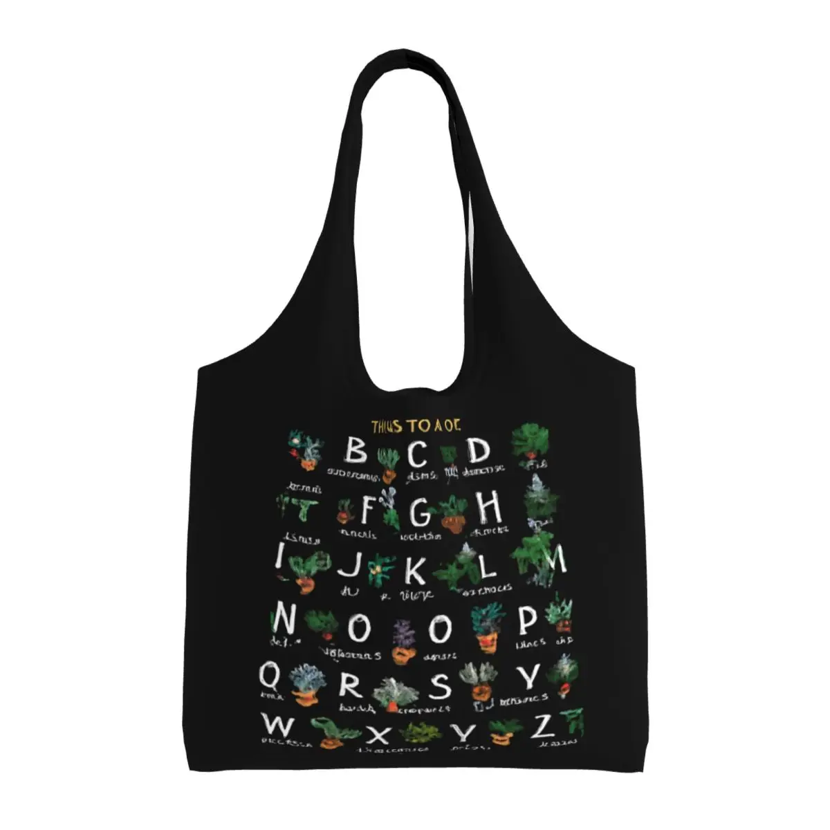 

Alphabet Garden A To Z Plants Large Capacity Canvas Tote Bag Single Shoulder Commute Bag For Women Eco-Friendly Shopping Bag