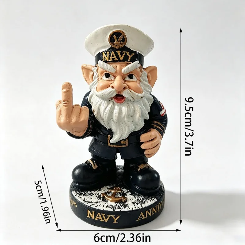 FunnyArmy 250th Anniversary Captain Gnome Resin Statue Dwarf Figurine Ornament Table Garden Decoration, Holiday Collectible Gift