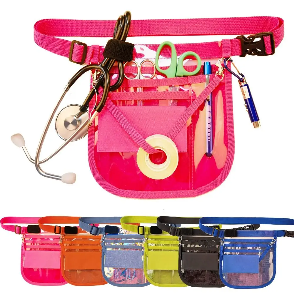 

Waterproof Nurse Fanny Pack Multi-Compartment Tape Holder Nurse Waist Bag Metal Hook Portable PVC Nurse Pouch Case Women