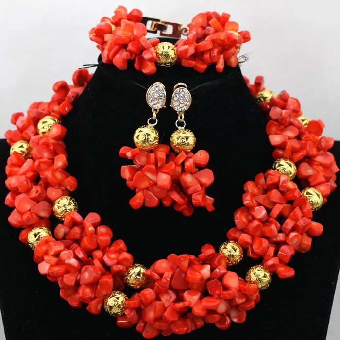 New Design Navy Blue Coral Beaded Necklace Set Fashion Costume Nigerian Wedding Bridal Jewelry Sets  ABK670