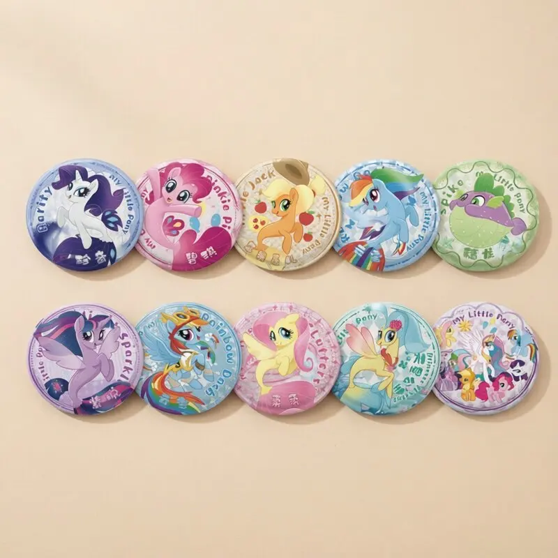 Little Pony 75mm Twilight Sparkle Rainbow Dash Glitzer-Abzeichen, 10 Stile, Anime-Brosche, Sammlerstück, Geschenk für Kinder, Anime-Fans